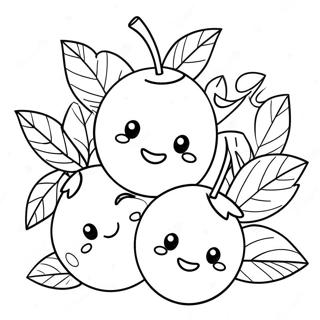 Cute Cherries With Faces Coloring Page 8767-7180