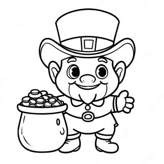 Cute Leprechaun With Pot Of Gold Coloring Page 8777-7197