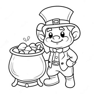 Cute Leprechaun With Pot Of Gold Coloring Page 8777-7198