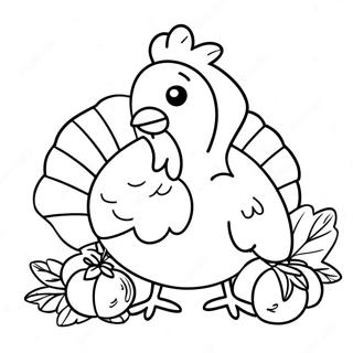 Cute Thanksgiving Turkey Coloring Page 8796-7193