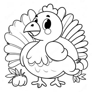 Cute Thanksgiving Turkey Coloring Page 8796-7196