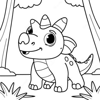 Cute Triceratops In A Forest Coloring Page 8887-7274