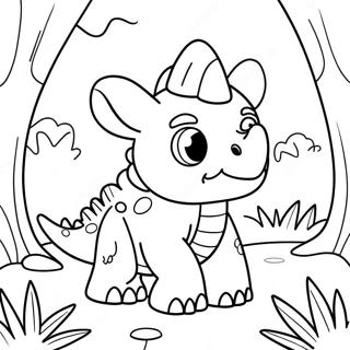 Cute Triceratops In A Forest Coloring Page 8887-7275