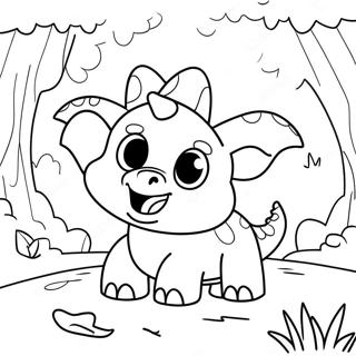 Cute Triceratops In A Forest Coloring Page 8887-7276