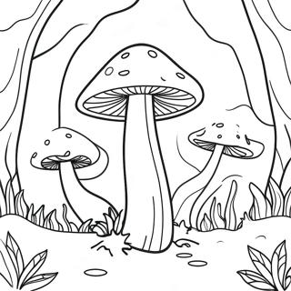 Colorful Psychedelic Mushroom Forest Coloring Page 8907-7289