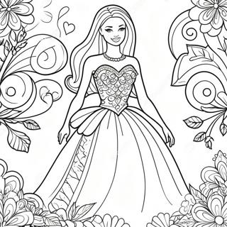 Barbie In A Sparkly Dress Coloring Page 8977-7343