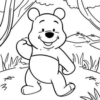 Adventurous Winnie The Pooh In The Forest Coloring Page 9007-7371