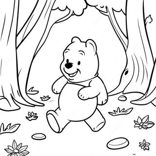 Adventurous Winnie The Pooh In The Forest Coloring Page 9007-7372