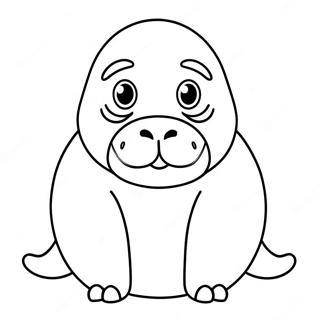 Cute Walrus With Big Eyes Coloring Page 9037-7389