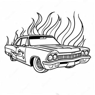 Classic Low Rider With Flames Coloring Page 9057-7409