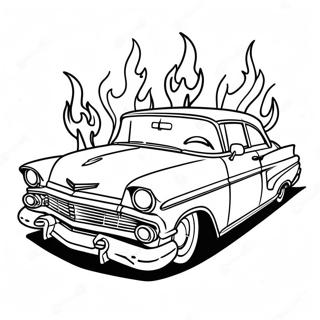 Classic Low Rider With Flames Coloring Page 9057-7410