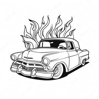 Classic Low Rider With Flames Coloring Page 9057-7411