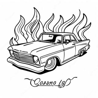 Classic Low Rider With Flames Coloring Page 9057-7412