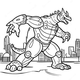 Pacific Rim Kaiju Battle Coloring Page 9096-7438