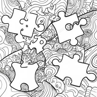 Colorful Autism Puzzle Pieces Coloring Page 9117-7453