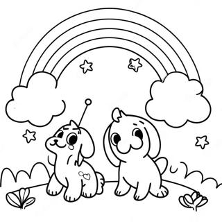 Bright Rainbow Friends Yellow Scene Coloring Page 9137-7472