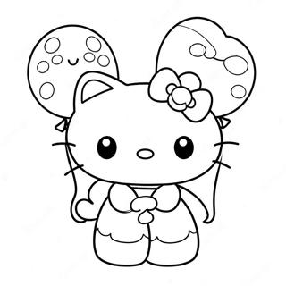 Hello Kitty With Colorful Balloons Coloring Page 9147-7479