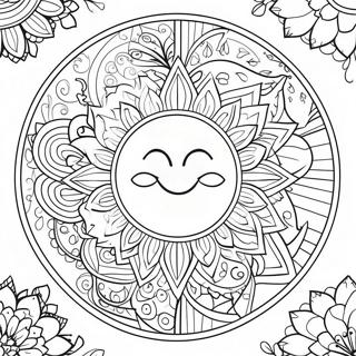 Bohemian Sun And Moon Mandala Coloring Page 9166-7491