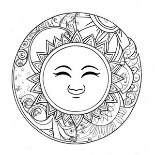 Intricate Bohemian Sun And Moon Coloring Page 9167-7493