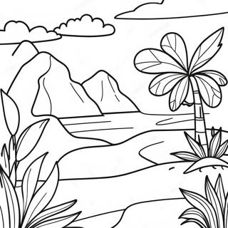 Colorful Puerto Rican Landscape Coloring Page 9207-7527