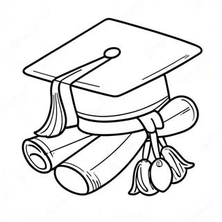 Kindergarten Graduation Cap And Gown Coloring Page 9276-7585