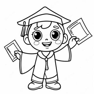 Cute Kindergarten Graduate Holding A Diploma Coloring Page 9277-7578