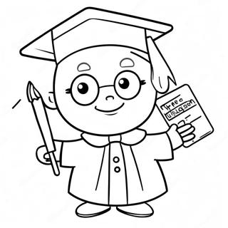 Cute Kindergarten Graduate Holding A Diploma Coloring Page 9277-7580