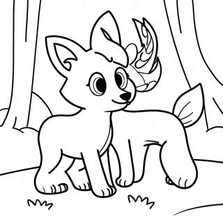 Playful Fox And Hound Friends Coloring Page 9307-7603