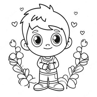 Boy Valentine Coloring Page 9326-7619