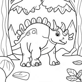 Majestic Triceratops In A Forest Coloring Page 932-739