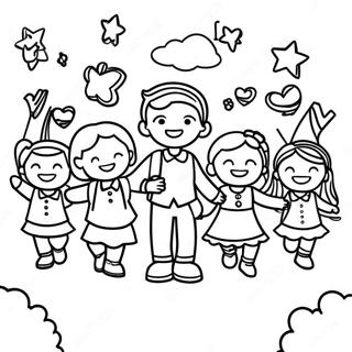 Happy Kids On First Day Of School Coloring Page 9347-7641