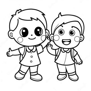 Happy Kids On First Day Of School Coloring Page 9347-7643