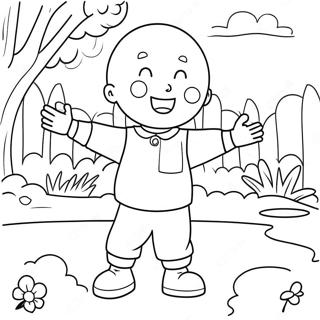 Happy Caillou Playing Outside Coloring Page 9357-7646