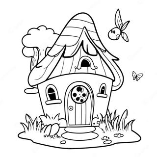 Whimsical Fairy House Coloring Page 9367-7654