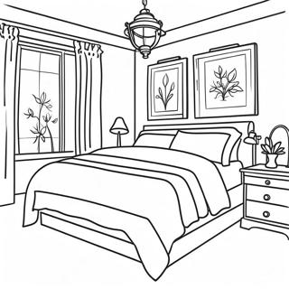 Cozy Bedroom Coloring Page 9376-7657