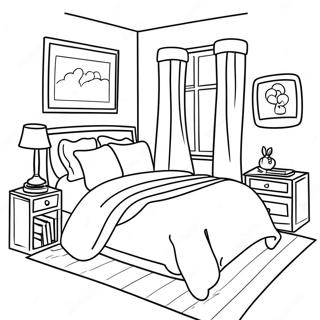 Cozy Bedroom Coloring Page 9376-7658