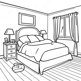 Cozy Bedroom Coloring Page 9376-7660