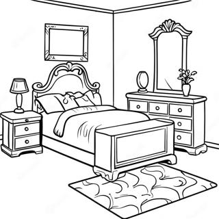 Colorful Bedroom Furniture Coloring Page 9377-7662