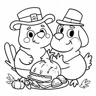 Bluey And Bingo Thanksgiving Feast Coloring Page 9407-7682