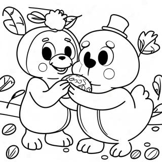 Bluey And Bingo Thanksgiving Feast Coloring Page 9407-7683