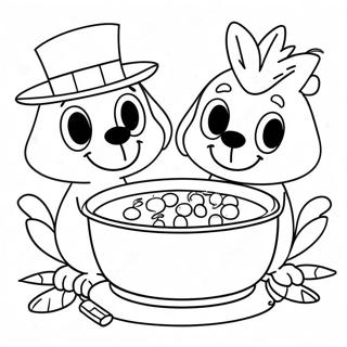 Bluey And Bingo Thanksgiving Feast Coloring Page 9407-7684