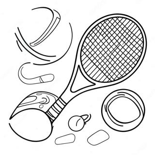 Tennis Racket And Ball Coloring Page 9477-7733