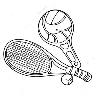 Tennis Racket And Ball Coloring Page 9477-7734