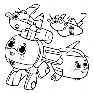 Colorful Super Wings Characters Coloring Page 9487-7746