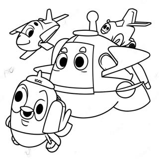 Colorful Super Wings Characters Coloring Page 9487-7748