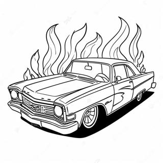 Classic Lowrider With Flames Coloring Page 9497-7750