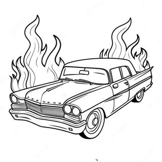 Classic Lowrider With Flames Coloring Page 9497-7751