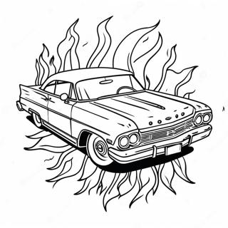 Classic Lowrider With Flames Coloring Page 9497-7752