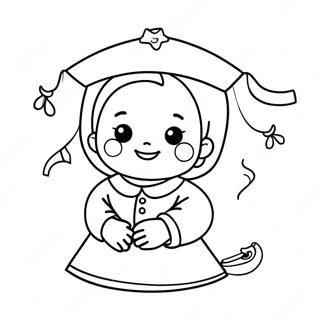 Cute Baby In A Baptism Gown Coloring Page 9507-7761