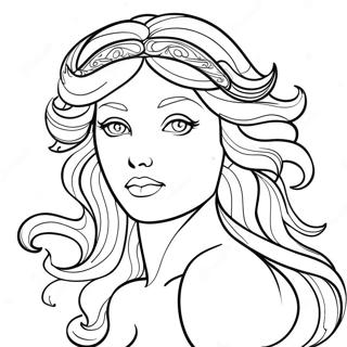 Majestic Goddess With Flowing Hair Coloring Page 9527-7781